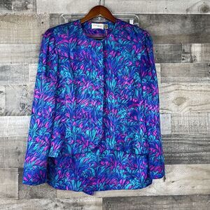 VTG Papell Boutique Evening Jacket‎ & Skirt Pink & Purple Modest Size 16 Career